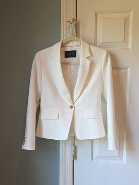 Banana Republic Ivory Single-Button Tailored Blazer